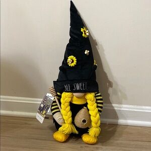 Rae Dunn Bee Sweet Black and Yellow Gnome Decor NWT